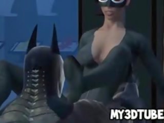 3D Cartoon Catwoman Sucks On Batman's Rock Hard dick