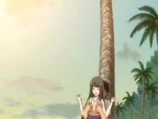 Suur perse anime koolitüdruk pritsed edasi a rand
