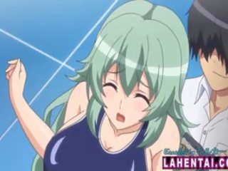 Hentai honey in swimsuit gets fingered and analed