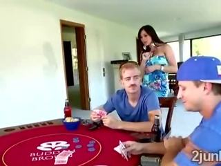 Perv loses in poker but ends fucking his friends excellent MILF