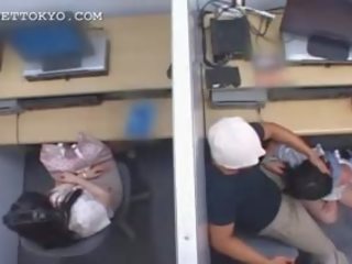 Teen Asian Nympho Jumping And Sucking pecker At Work