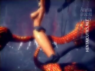 Attraktiv 3d animen fågelunge blir spikade av en gigantisk