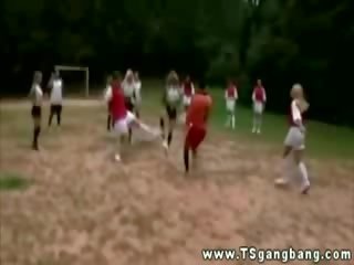 Ts teams playing soccer and flashing each other